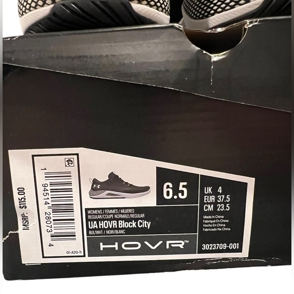 NIB Under Armour Women’s Hovr Block City Athletic Shoes in Black/White size 6.5 - Picture 8 of 9